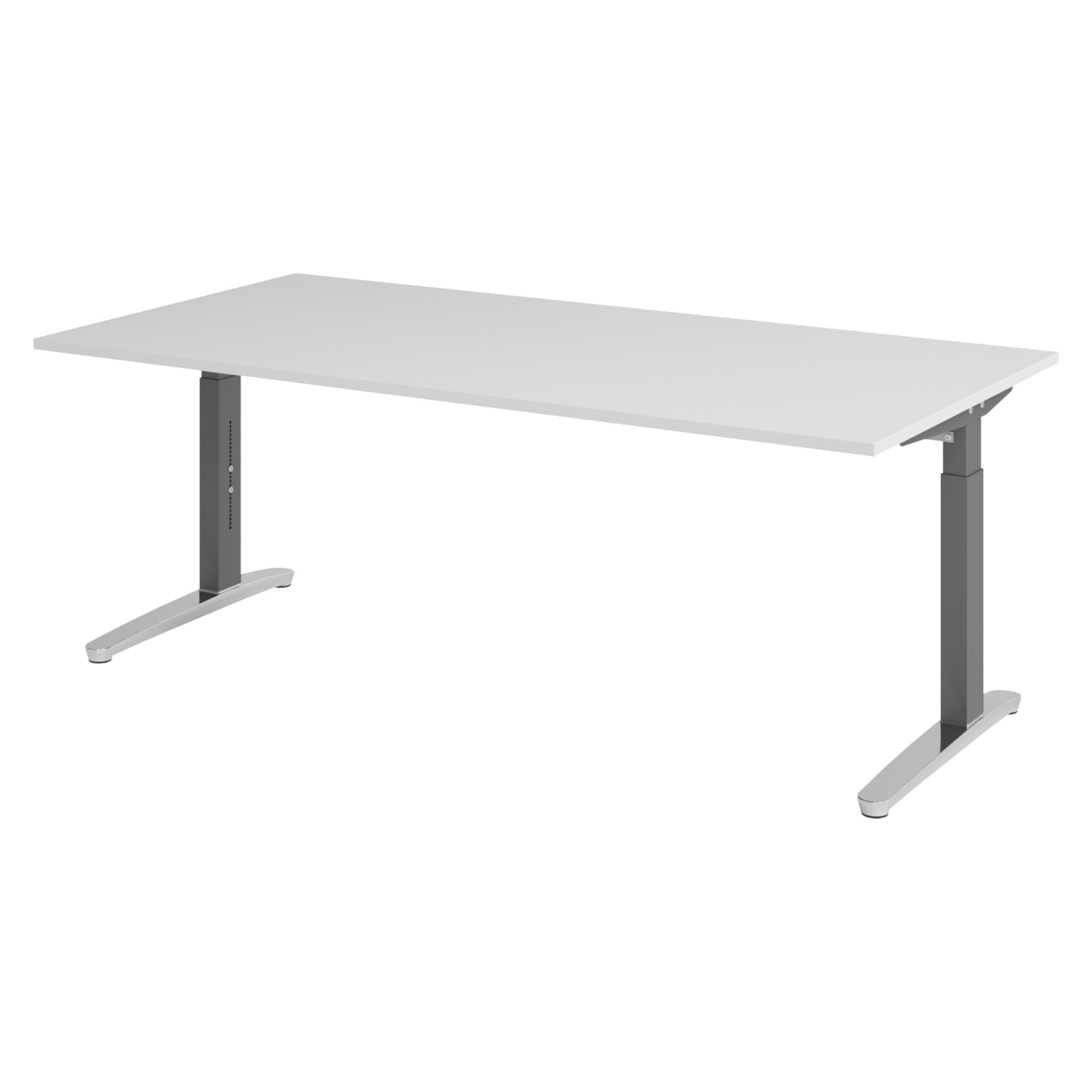SCHREIBTISCH Serie-XB 100/200/74 cm in Grau/Graphitfarben/Alu poliert - Graphitfarben/Grau, Holzwerkstoff (100/200/74cm) - bümö