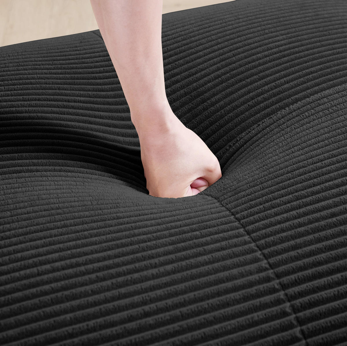 ECKSOFA modular rahmenlos Cord Black - Schwarz, Kunststoff (178/208.1cm) - Meubliv