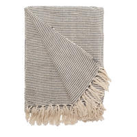 DECKE Flechten 130x180 cm, 100% Baumwolle, Natur-Dunkelblau - Dunkelblau, Textil (130/180cm) - Au Maison