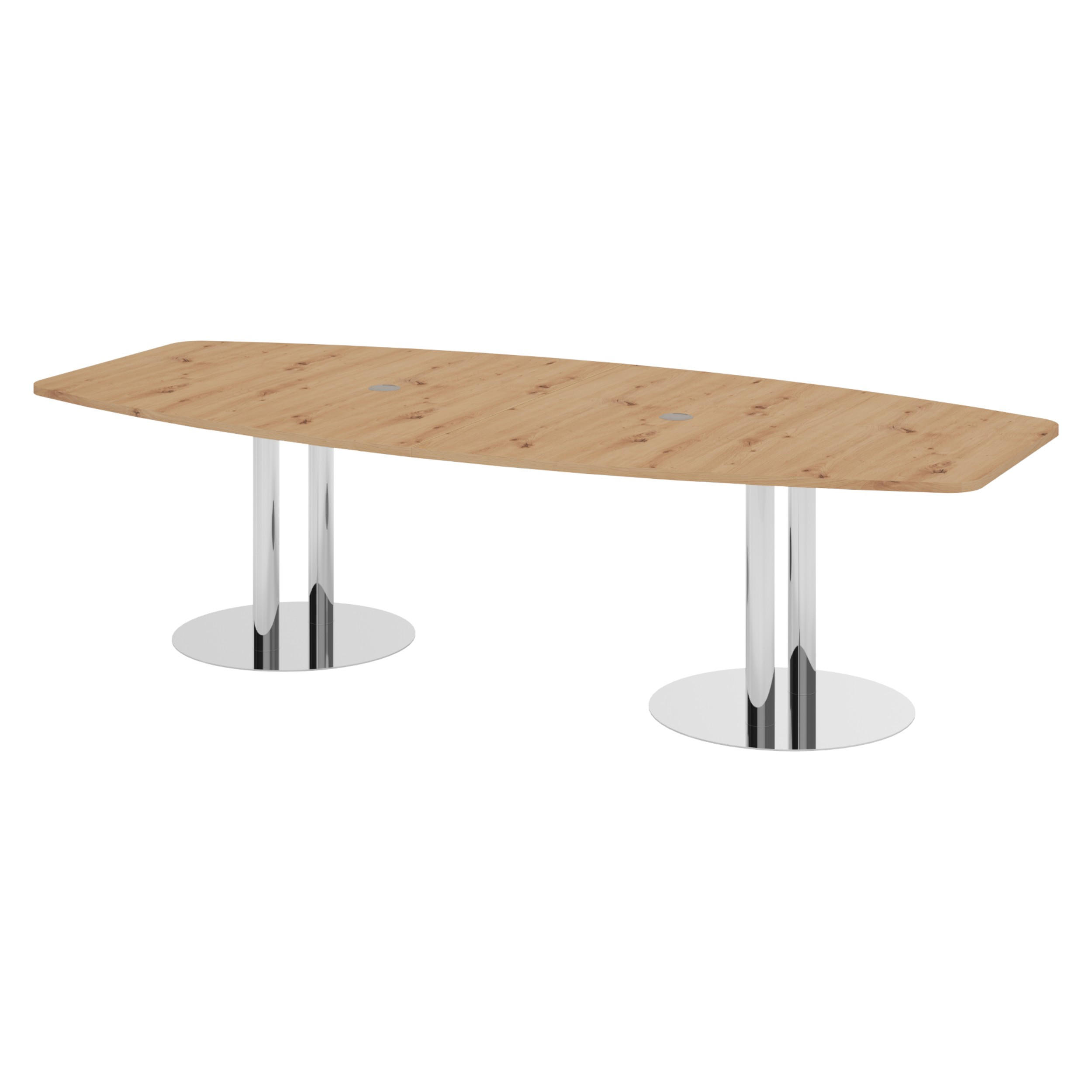 KONFERENZTISCH mittel KT28 130/280/74,5 cm in Wildeiche/Chromsäulen - Wildeiche/Chromfarben, Holzwerkstoff (130/280/74.5cm) - bümö