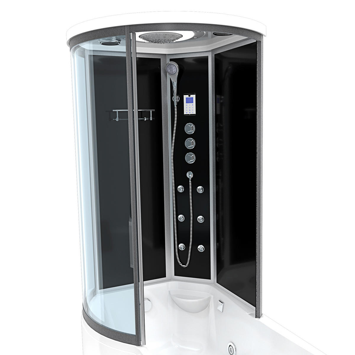 WHIRLPOOL Wanne Duschkabine sw K55-R33-WP-EC 100x1 - Schwarz, Glas/Kunststoff (170/220/98cm) - AcquaVapore by Sandra Jentho