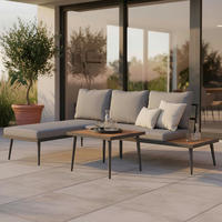 LOUNGEGARNITUR-SET Sallie Grau Holz/Metall/Outdoorstoff - Grau, Holz - Bessagi Garden