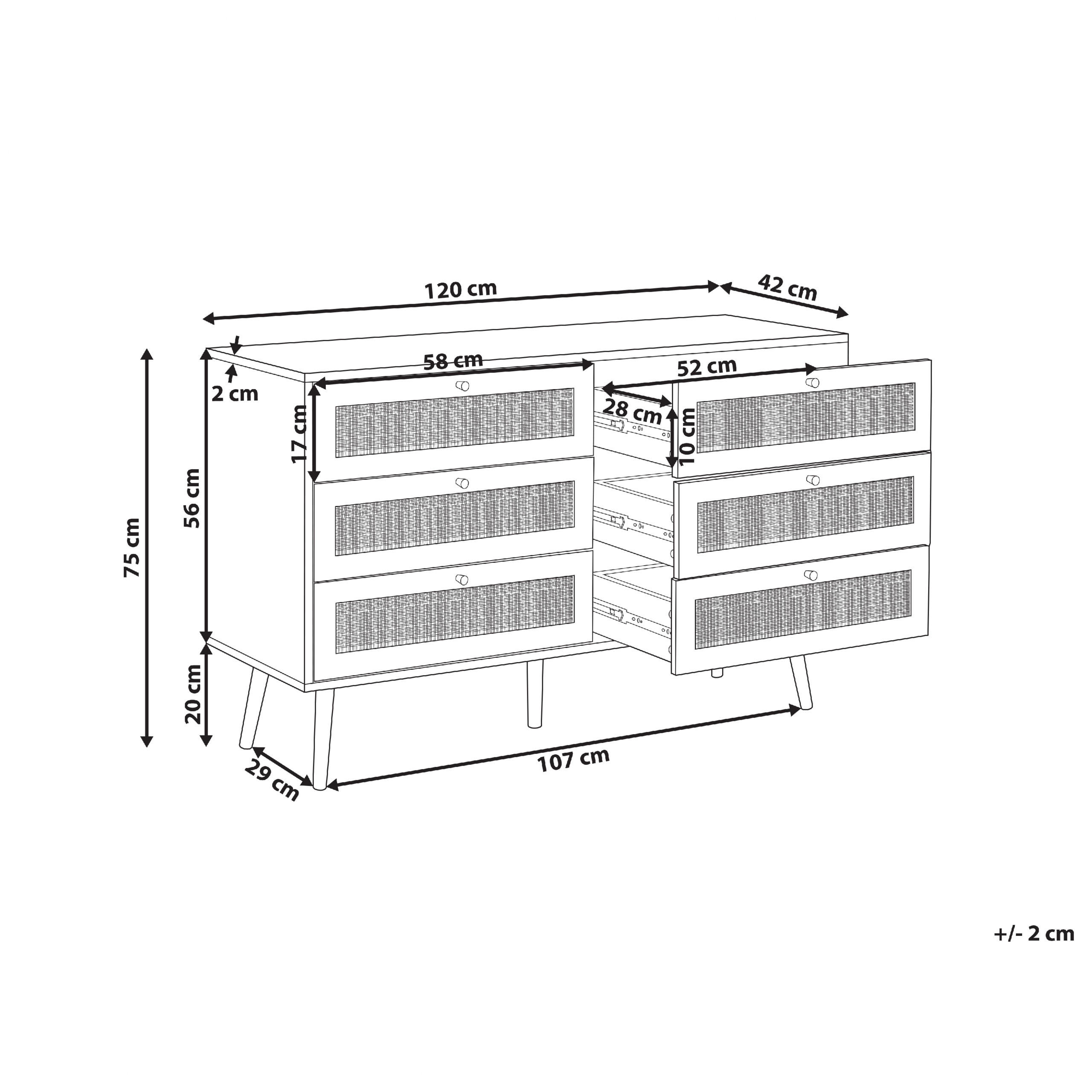 Thumbnail - Beliani Kommode, Hellbraun, Gold, Naturmaterialien, 120x75x42 cm, Wohnzimmer, Kommoden & Sideboards, Kommoden