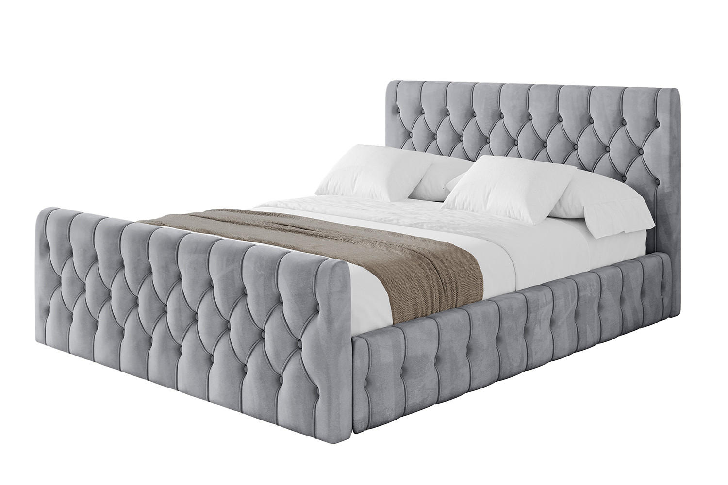 POLSTERBETT mit Bettkasten, Fußteil und Lattenrost, Boxbett ohne Matratze - LARO-Z 120x200 Hellgrau - Hellgrau, Holzwerkstoff/Textil (120/200cm) - ALTDECOR