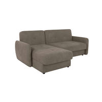 ECKSOFA Lupo Dunkelbeige Mikrofaser - Beige/Schwarz, Holz/Kunststoff (232/147cm) - S-Style Möbel