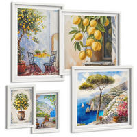 BILDER SET 5er Set - 50x50 cm & 20x30 cm & 40x60 cm Weißer Rahmen - Abstrakte Kranichberge - Weiß, Kunststoff (40/60cm) - TULUP