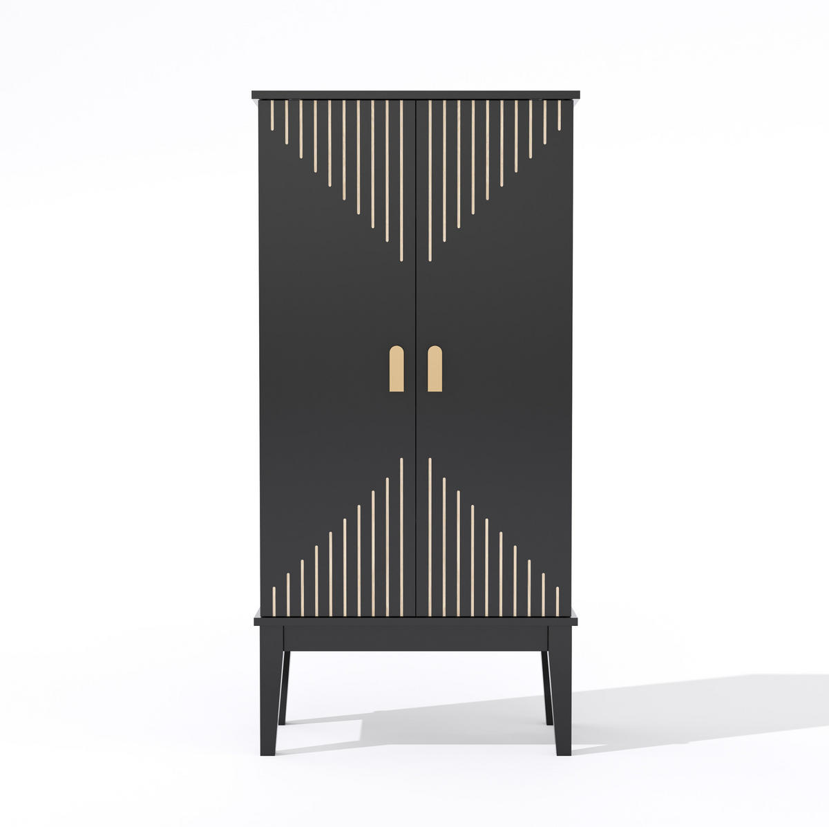 BUFFET 120/59/30 cm aus MDF mit 5 Fächern und Türablagen Schwarz - Schwarz, Holzwerkstoff (59/120/30cm) - Modenvie