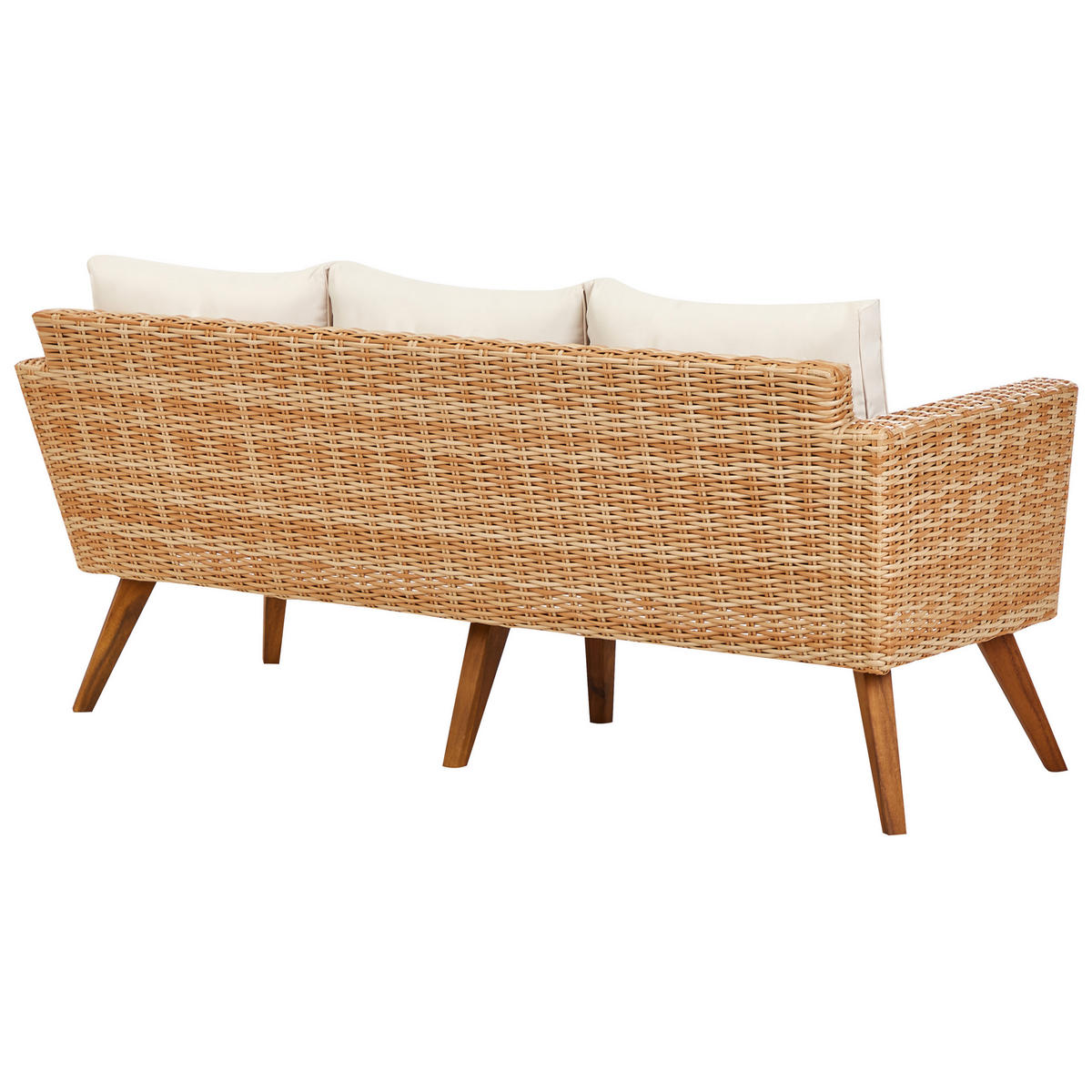 LOUNGE-SET 5-sitzer PE Rattan Cremeweiß Vittoria - Hellbraun/Beige, Kunststoff - Beliani