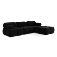 ECKSOFA Beidseitig Samt Stoff Schwarz - Schwarz/Orange, Kunststoff/Textil (285/191cm) - Makamii