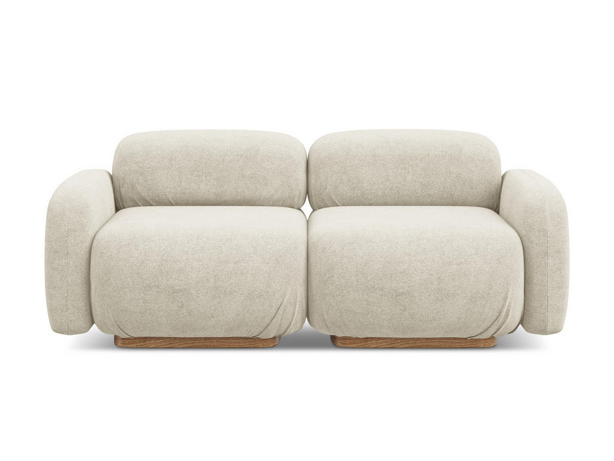 3-SITZER SOFA Bouclé Stoff Beige - Beige/Creme, Holz/Textil (190/73/95cm) - Makamii