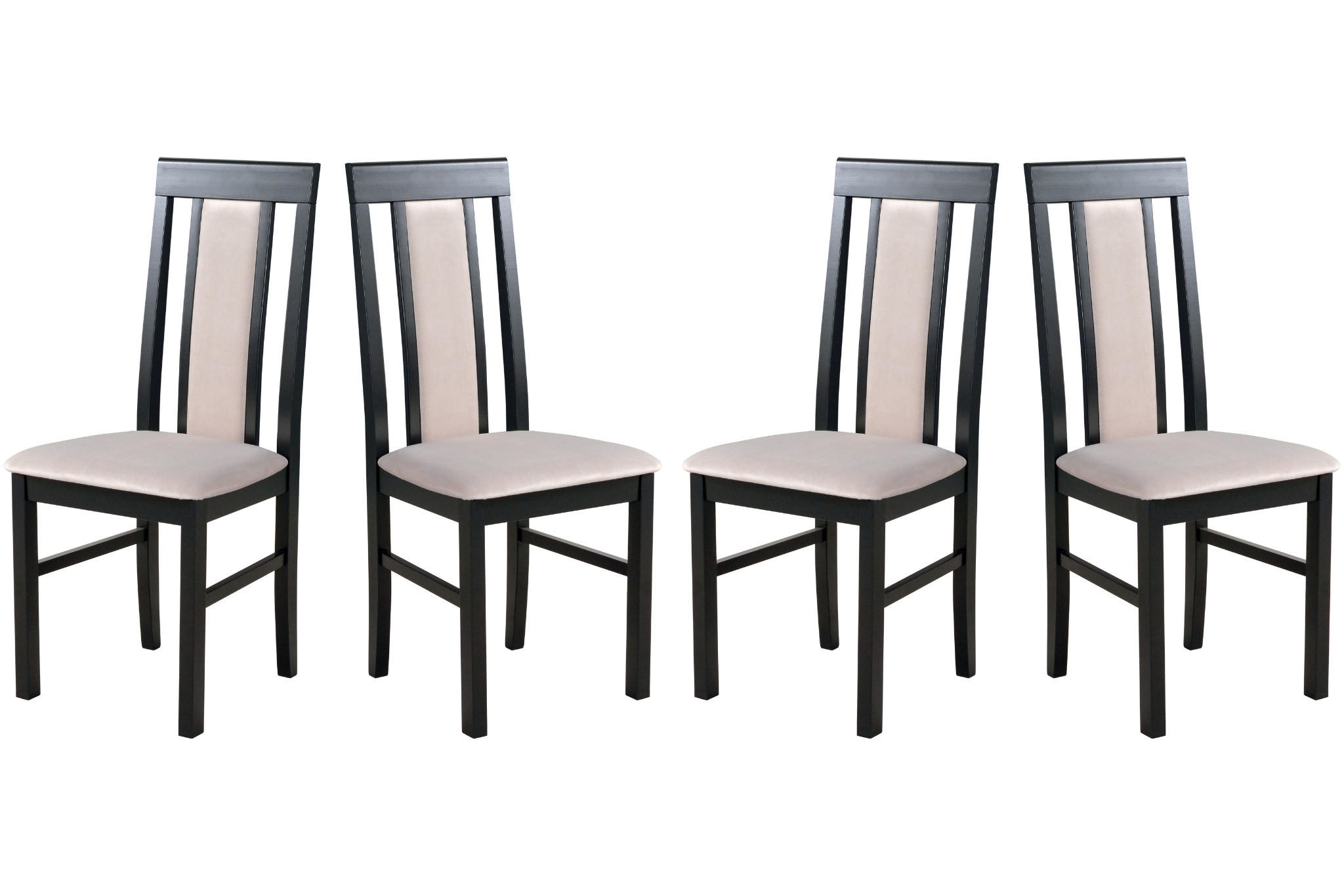ESSZIMMERSTUHL - Set 4x Nilo 2 , schwarz, Paros 2 - Beige/Schwarz, Holz (43/94/40cm) - Leaf Design