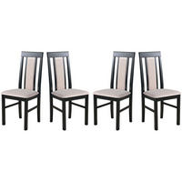 ESSZIMMERSTUHL - Set 4x Nilo 2 , schwarz, Paros 2 - Beige/Schwarz, Holz (43/94/40cm) - Leaf Design