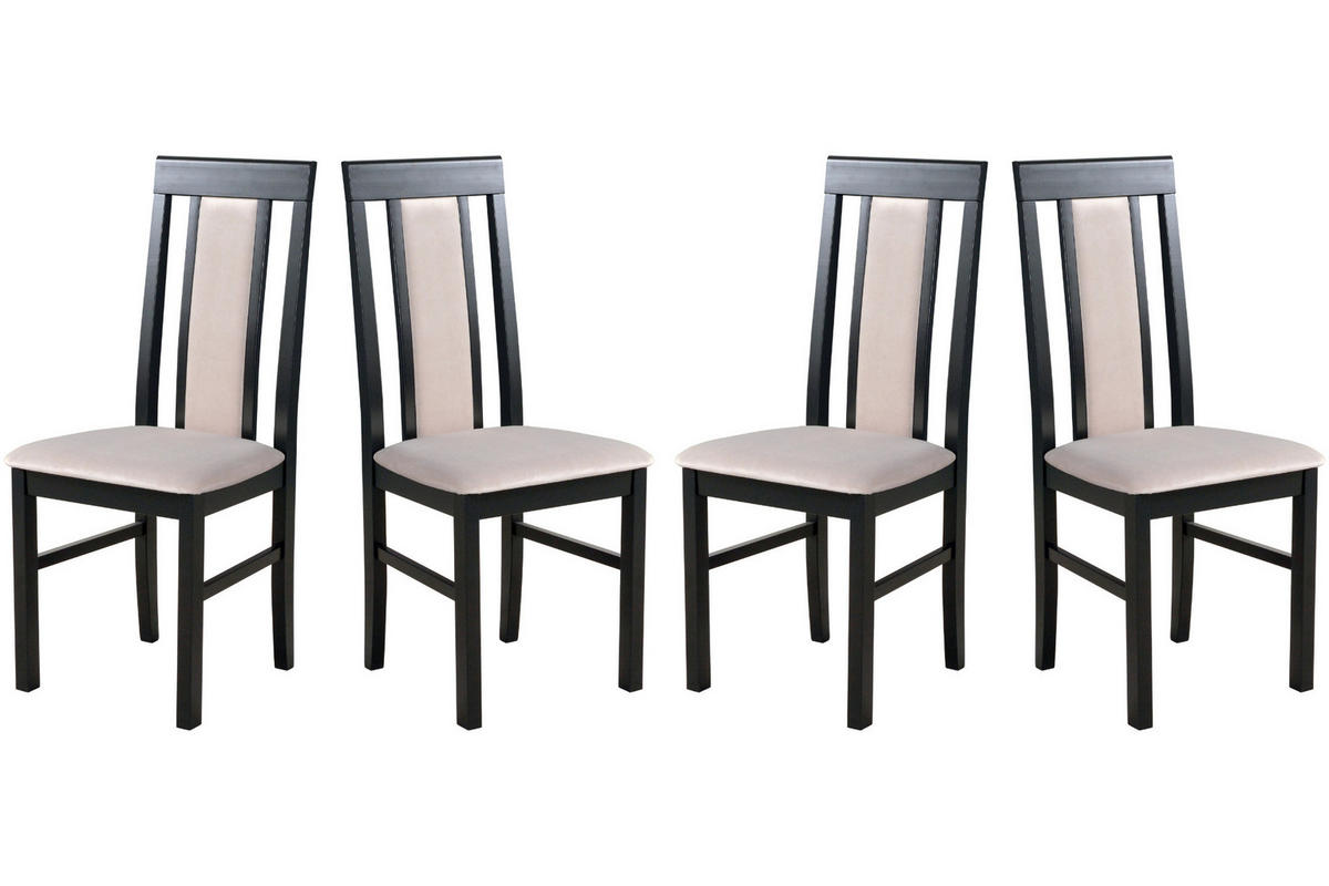 ESSZIMMERSTUHL - Set 4x Nilo 2 , schwarz, Paros 2 - Beige/Schwarz, Holz (43/94/40cm) - Leaf Design