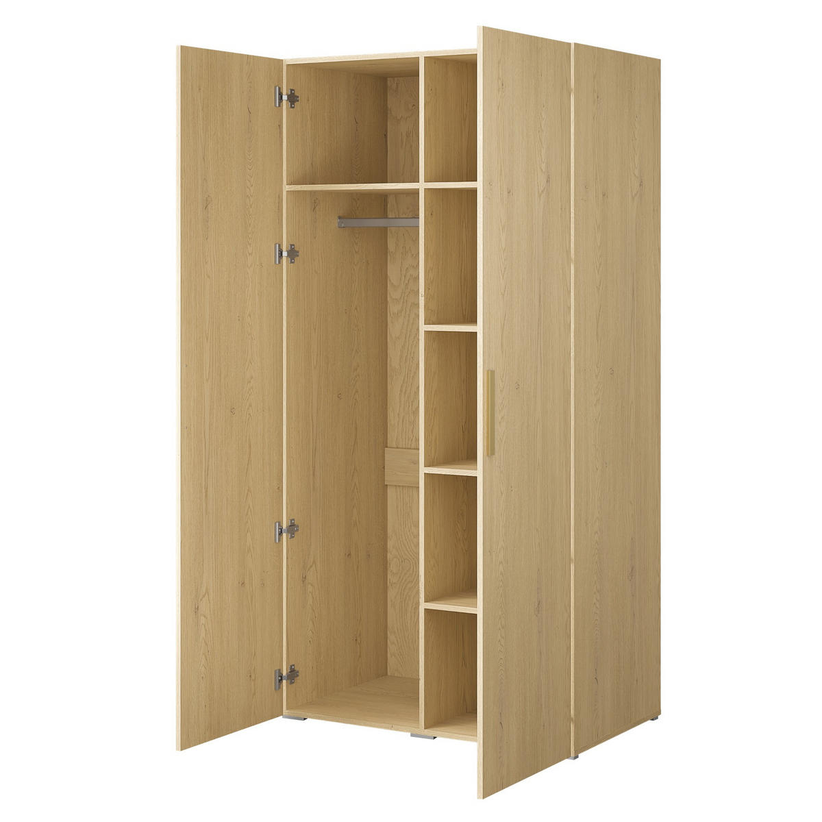 DREHTÜRENSCHRANK Napoli 2D 100 Eiche Cremona (schwarzer oder goldener Griff) - Eichefarben/Silberfarben, Holzwerkstoff/Kunststoff (100/35/60cm) - mzm24