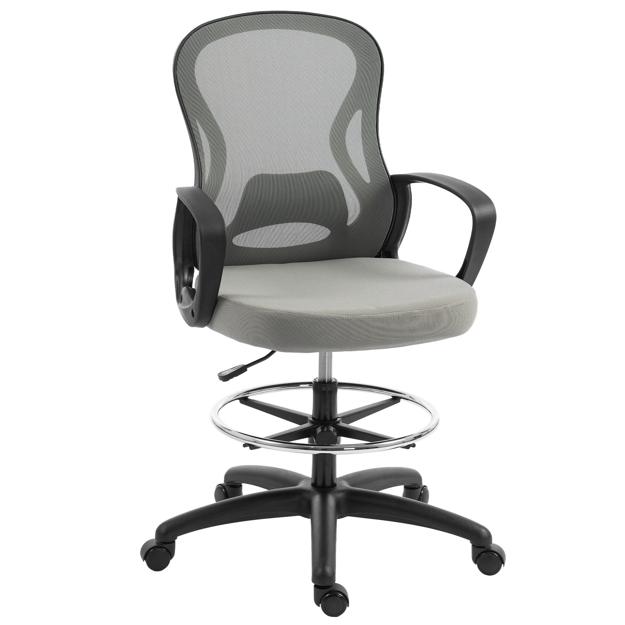 DREHSTUHL DE-11857 höhenverstellbar mit Fußring & Netz Grau - Grau, Metall (59/123/65cm) - ComfortXL