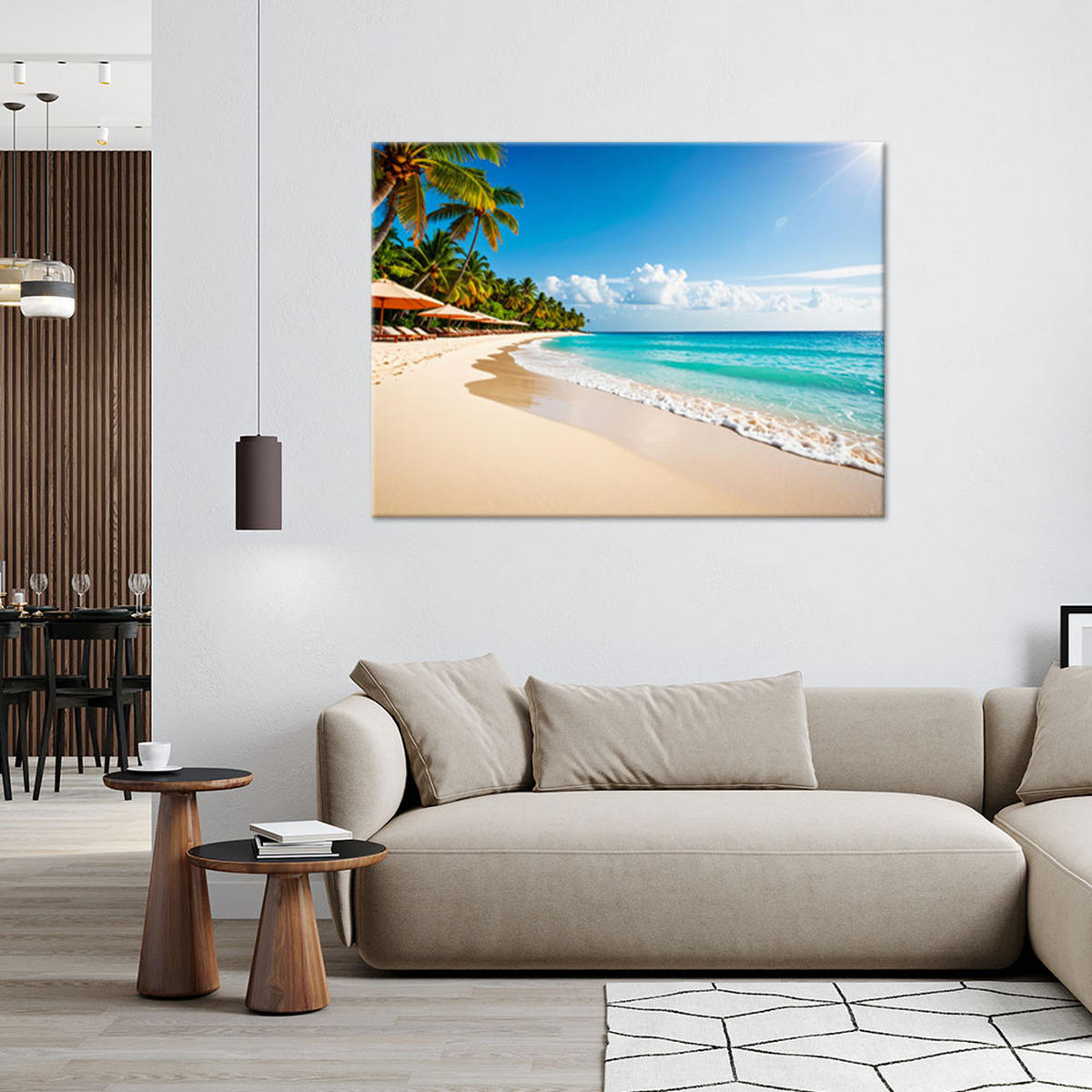 LEINWANDBILD Strand Meereslandschaft 120x80cm - Blau, Textil (120/80cm) - Feeby