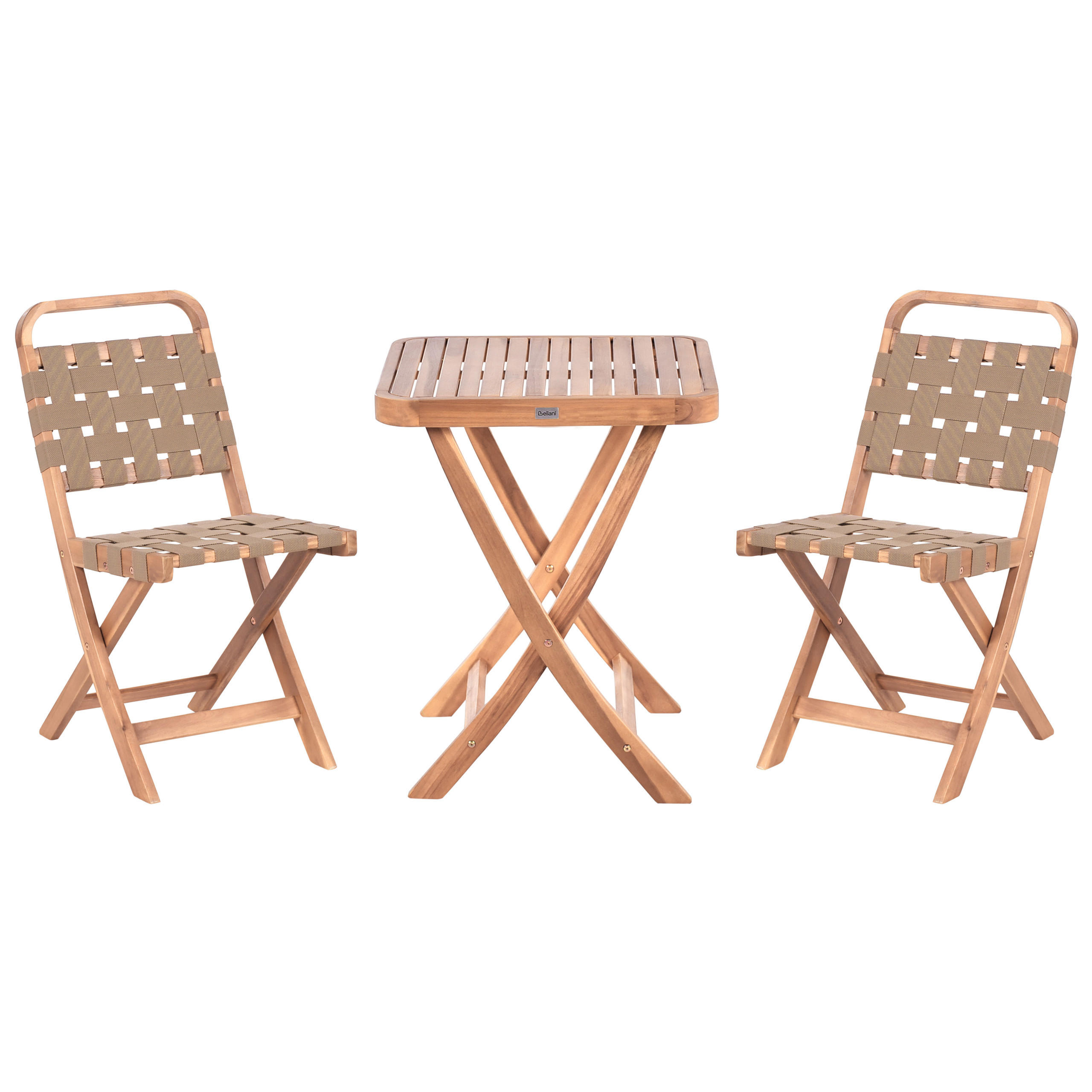 BISTRO-SET klappbar zertifiziertes Akazienholz Braun Calciano - Braun, Holz - Beliani