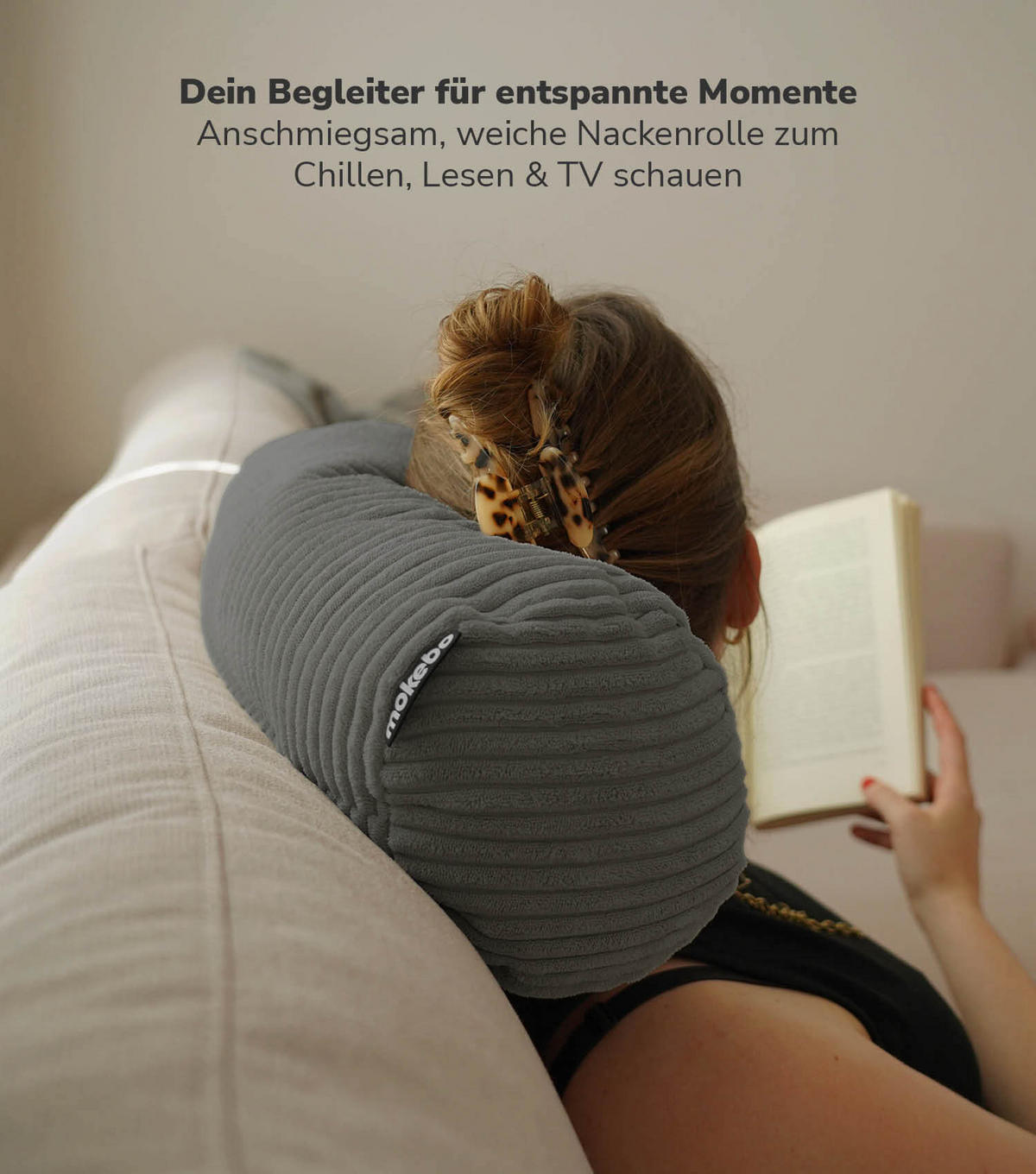 NACKENKISSEN Das Nickerchen - Anthrazit, Textil (17.5/37cm) - Mokebo