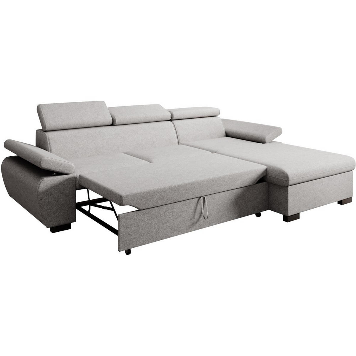 ECKSCHLAFSOFA Coco mit verstellbare Kopfstützen, hellgrau, rechts - Hellgrau, Textil (273/191cm) - Beautysofa