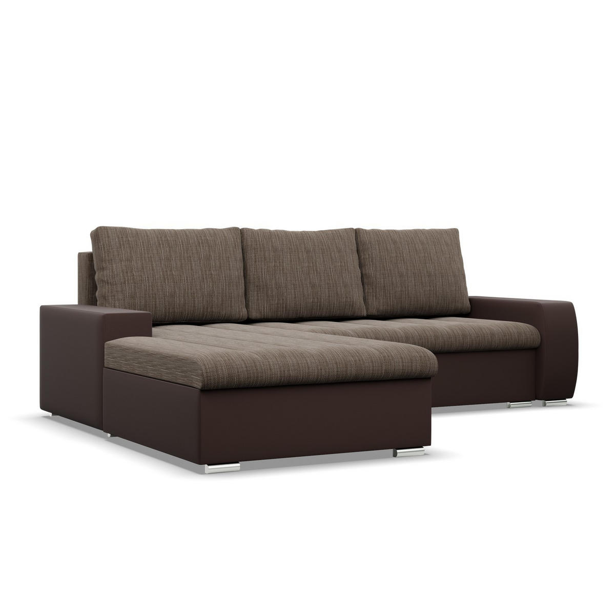 ECKSOFA MIT SCHLAFFUNKTION AURORA LINKS, Braun + Braun - Braun, Textil (243/200cm)