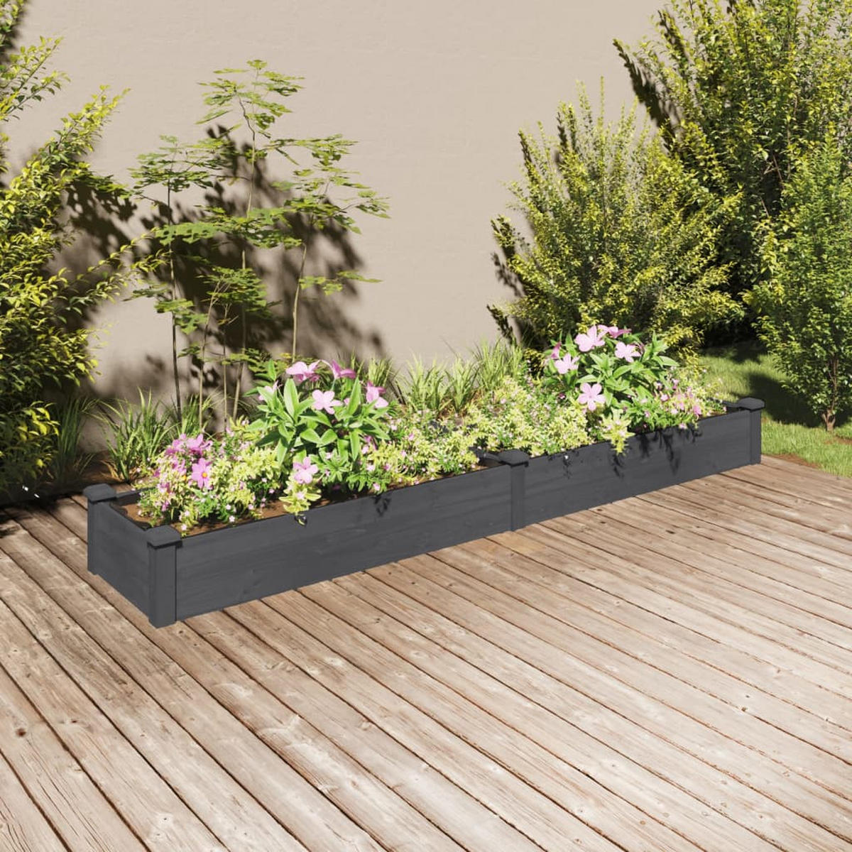 HOCHBEET mit Einsatz Grau 240x45x25 cm Massivholz Tanne - Grau, Holz (45/25/240cm) - furnicato