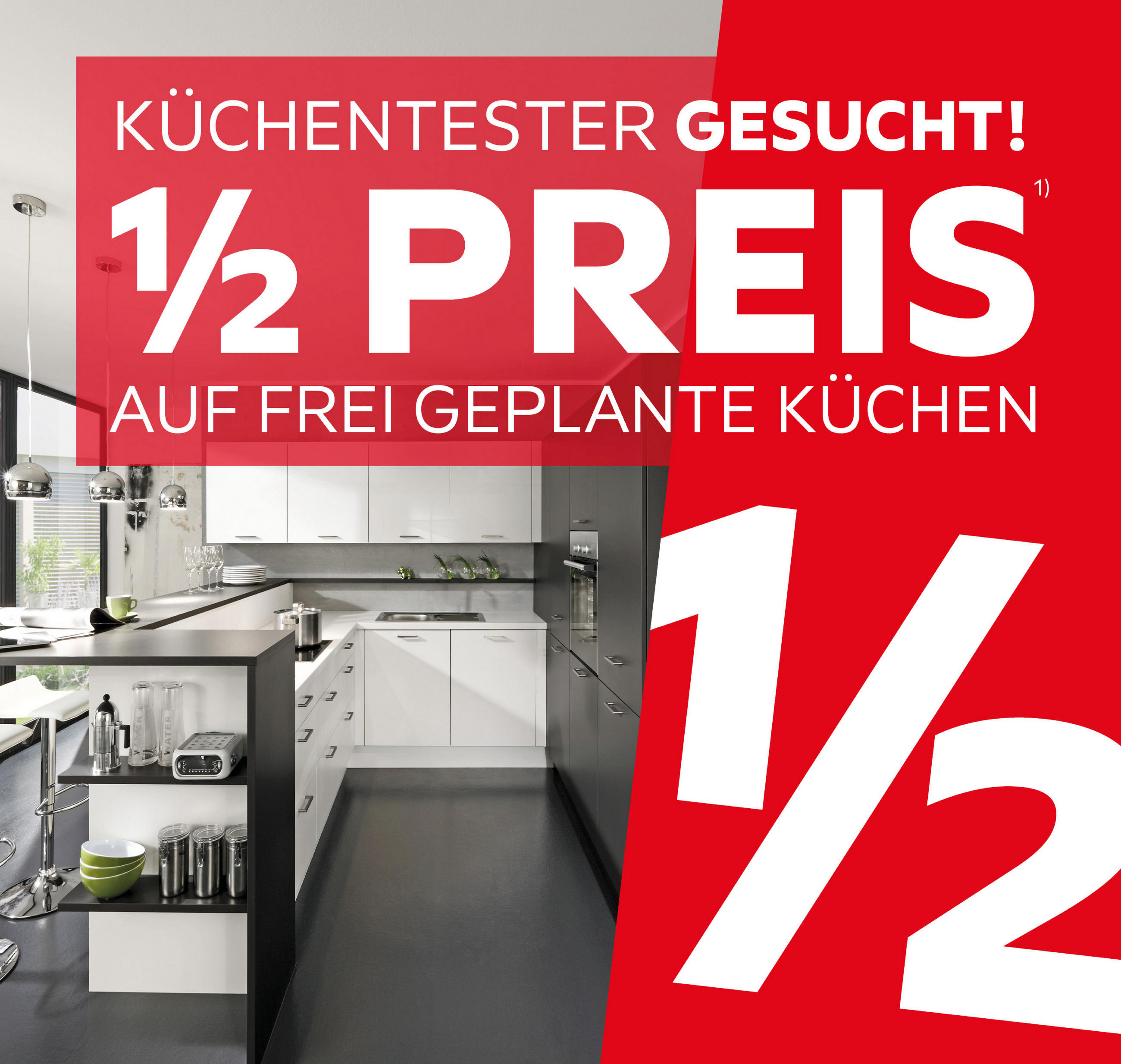 Küchentester gesucht - Halber Preis auf frei geplante Küchen