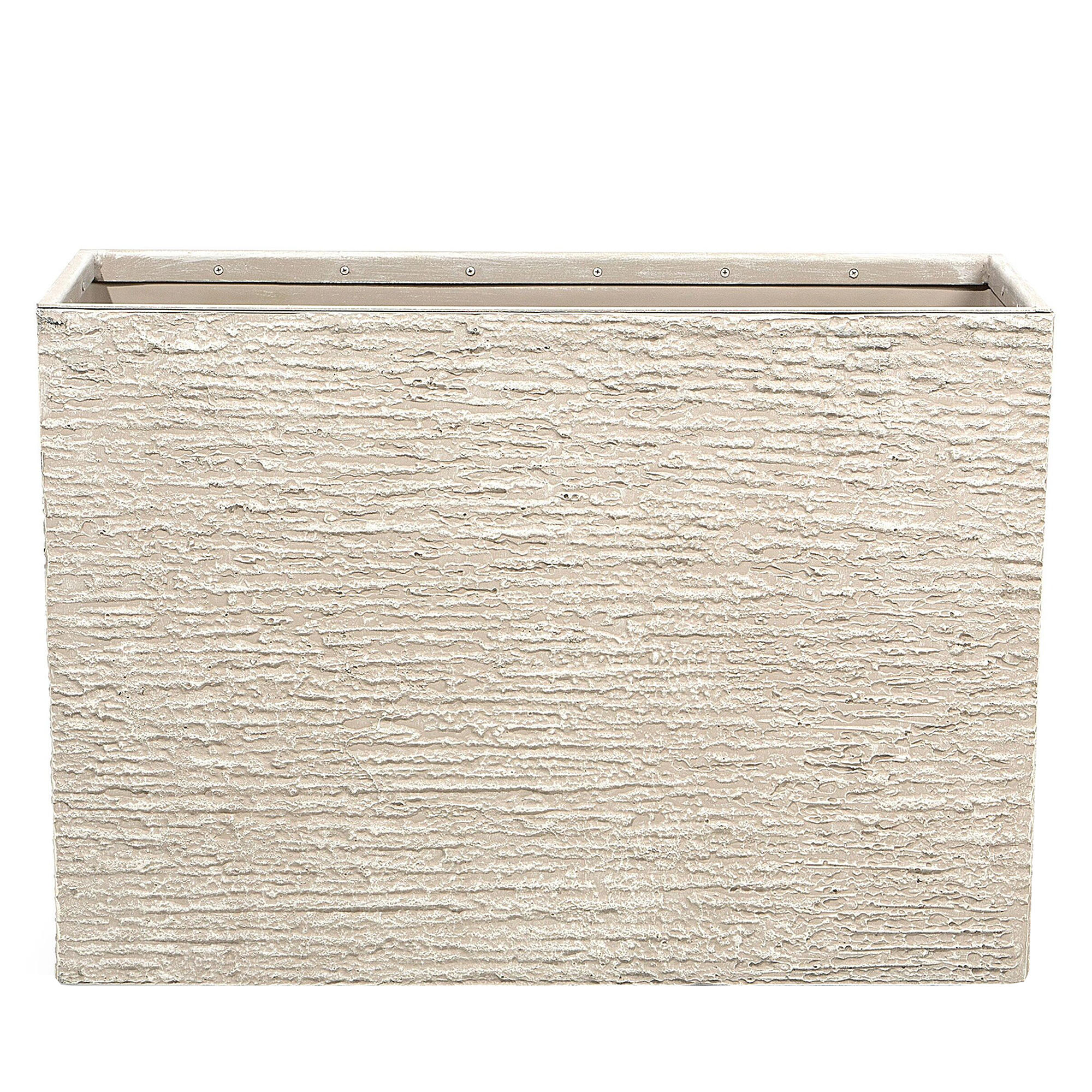 BLUMENTOPF hellbeige rechteckig 34/80/56 cm Edessa - Beige, Stein (56cm) - Beliani