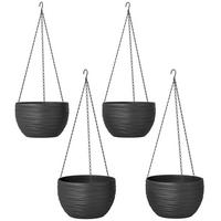 BLUMENTOPF 4ER-SET aus Polypropylene Schwarz - Schwarz, Kunststoff (15cm) - Outsunny