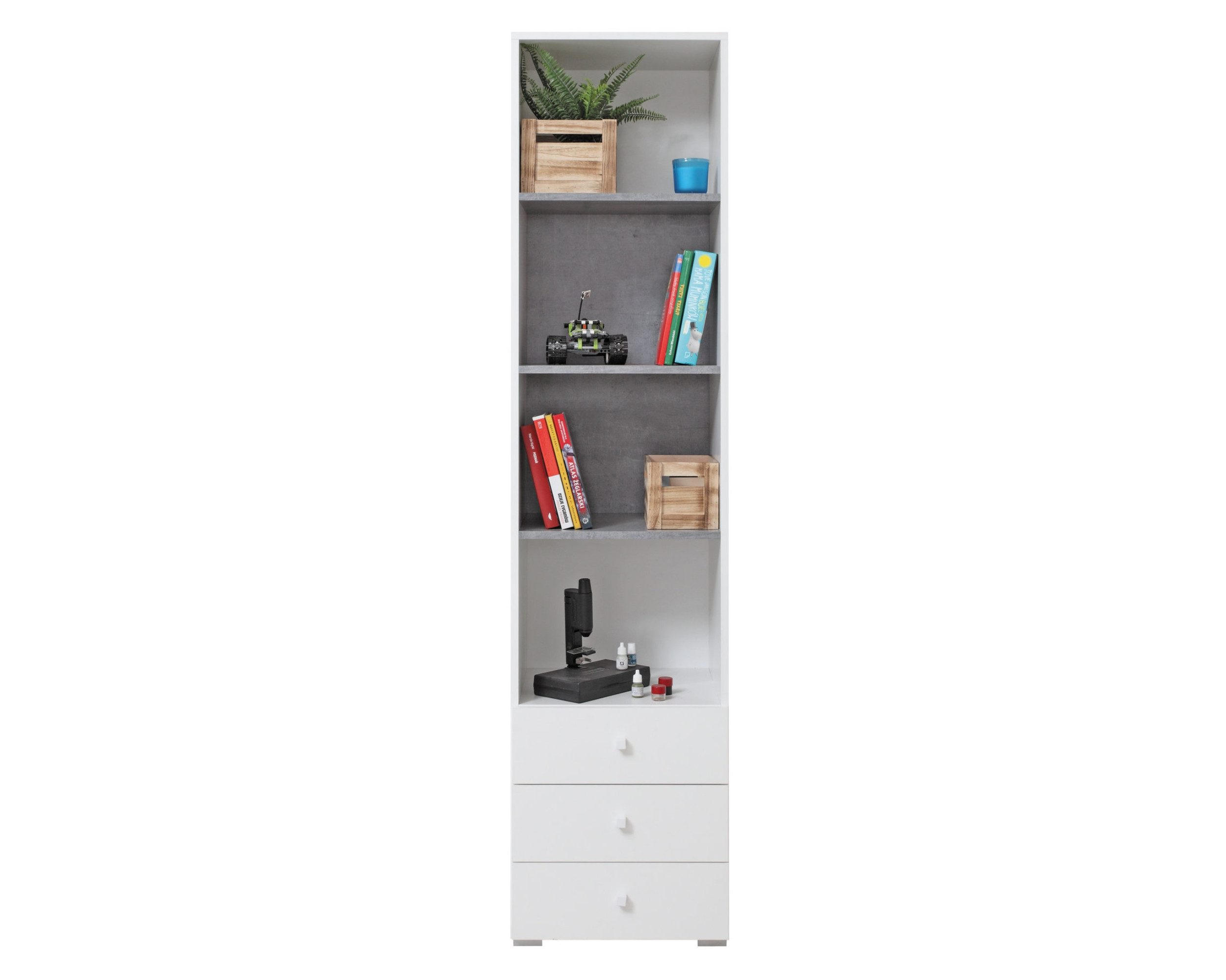 Deine Möbel 24 Kinderregal Weiß, Grau 45x190x40 cm