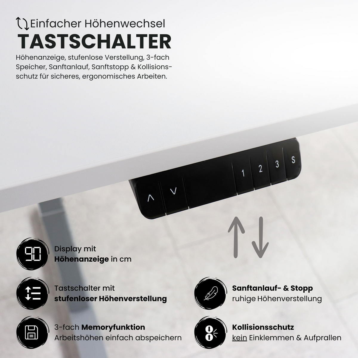 SCHREIBTISCH elektrisch 80/180/74 cm in Eichefarben/Silberfarben - Eichefarben/Silberfarben, Holzwerkstoff (80/180/74cm) - bümö