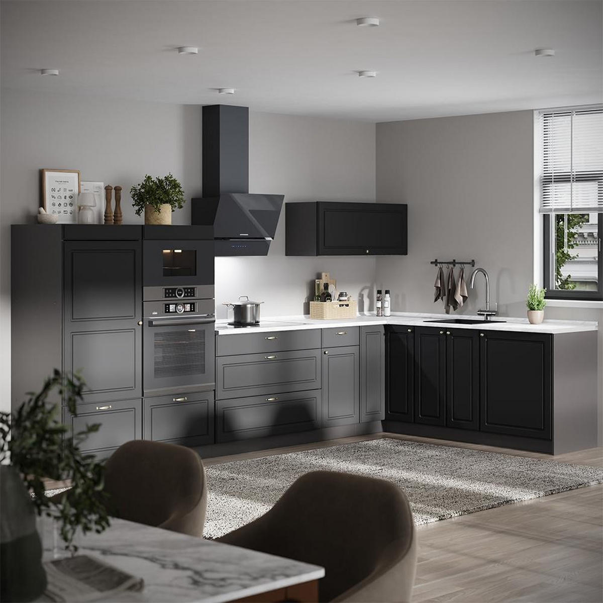 DULAP CĂMARĂ PENTRU BUCĂTĂRIE Fame-Line, Casă de țară antracit-aur/antracit, 60 cm - antracit, compozit lemnos (60/153.6/58.1cm) - Vicco
