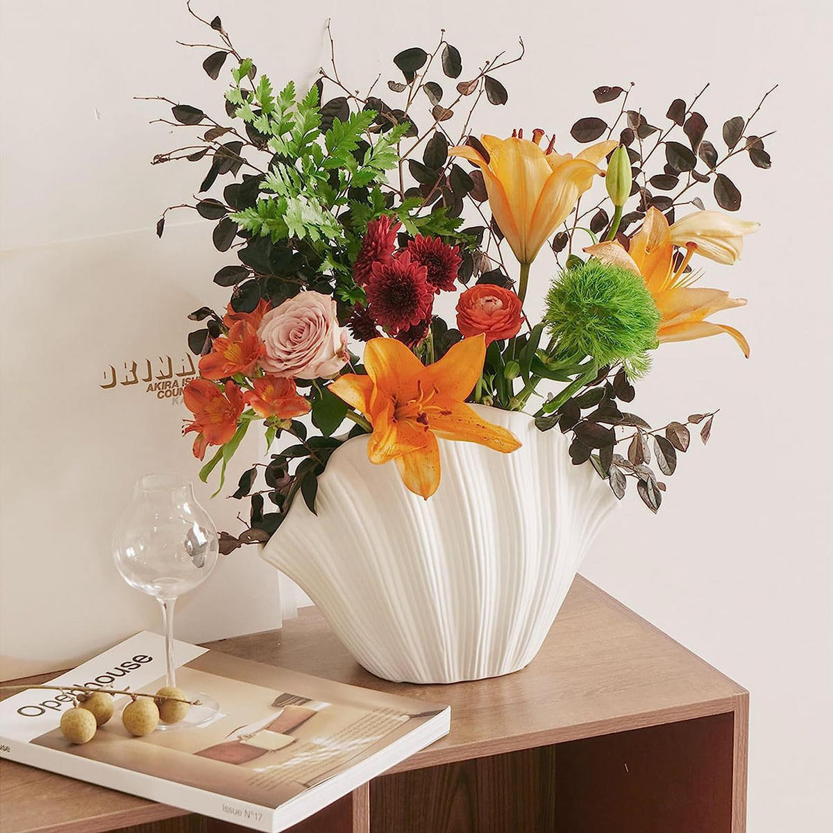 VASE 28,5 x 21 x 15 cm Keramik - Weiß, Keramik (16cm) - LIBRATON