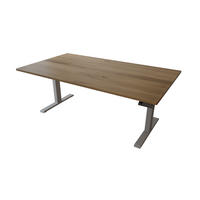 SCHREIBTISCH 180/100 elektrisch höhenverstellbar aus Wildeiche - Silber - Braun/Grau, Holz (100/180/72.5cm) - MeinMassivholz