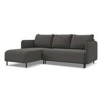 ECKSOFA mit Schlaffunktion Samt Stoff Grau - Dunkelgrau/Schwarz, Holz/Textil (162/236cm) - Makamii