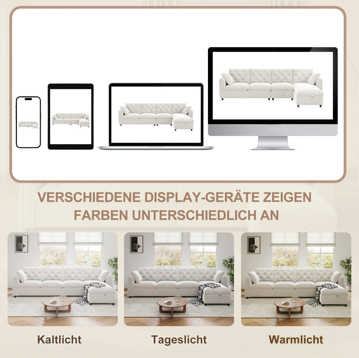 ECKSOFA 281/132/86 cm aus Samt mit Schlaffunktion und Stauraum Beige - Beige, Textil (132/281cm) - Modenvie