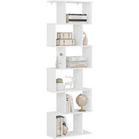 BÜCHERREGAL mit 6 Ebenen, S-förmig, Weiß - Weiß, Holzwerkstoff (60/189.5/24cm) - Woltu