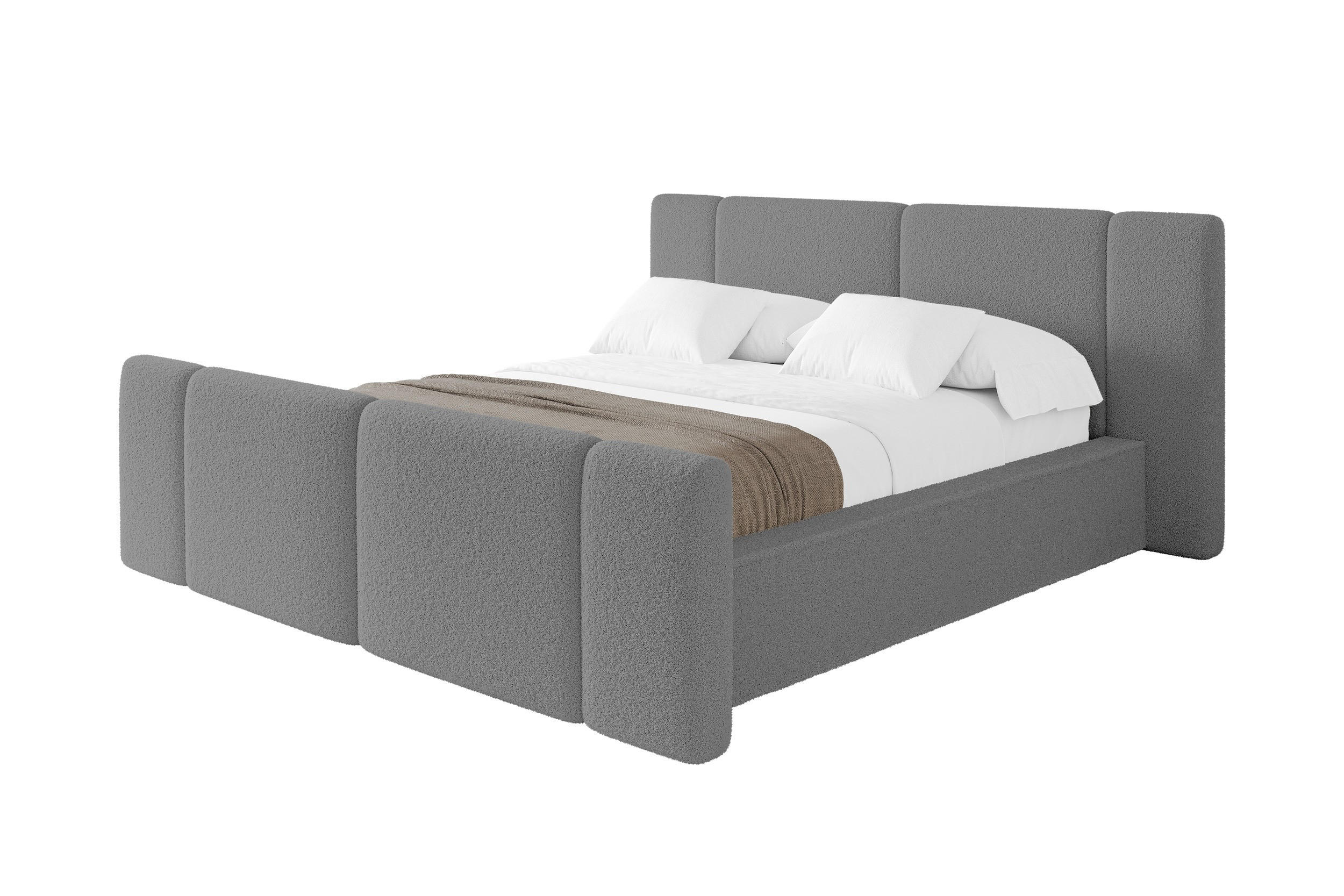 POLSTERBETT mit Bettkasten, Fußteil und Lattenrost, Boxbett ohne Matratze - RIVO-Z 140x200 Grau - Greige, Holzwerkstoff/Textil (140/200cm) - ALTDECOR