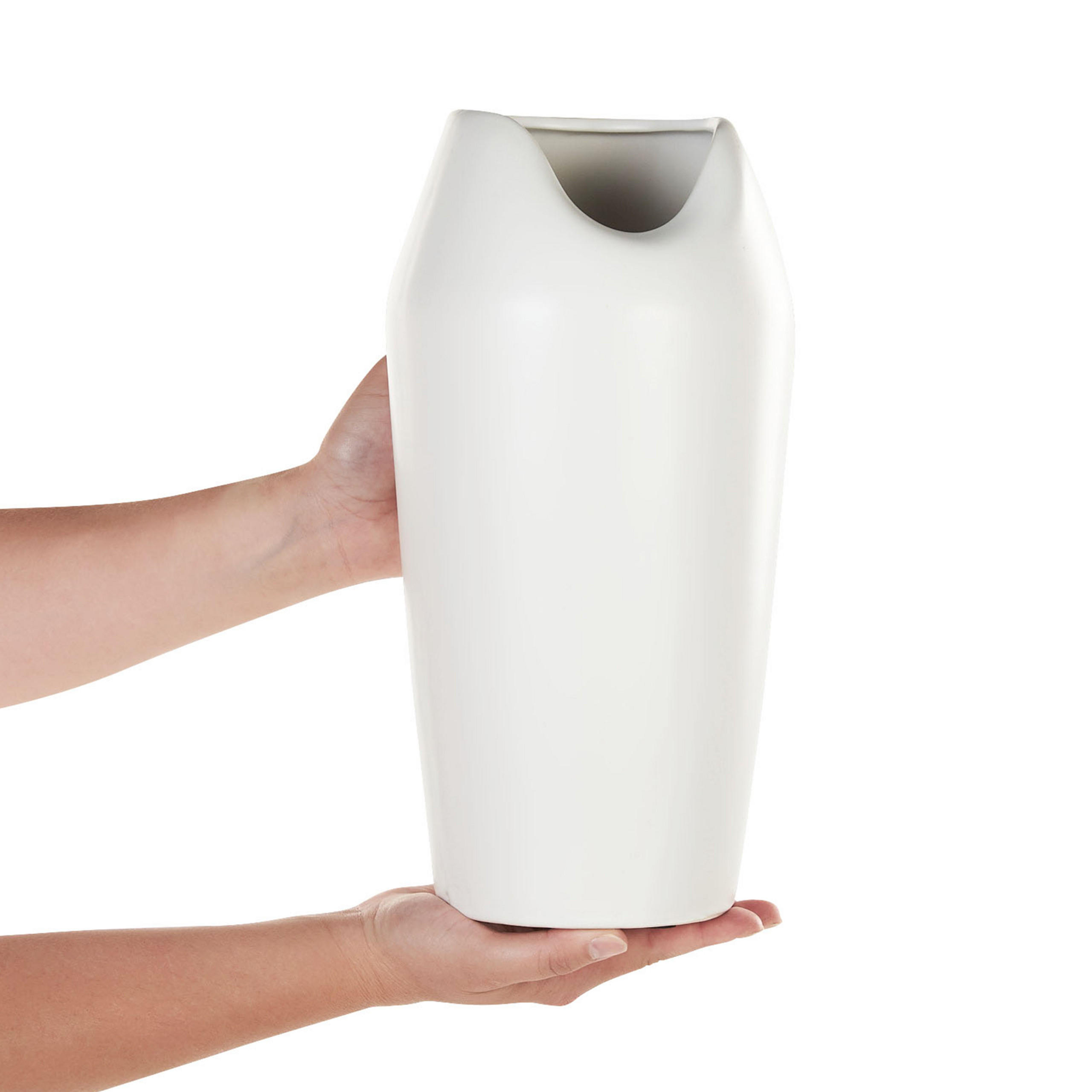 DEKOVASE Steinzeug weiß Apamea - Weiß, Stein (33cm) - Beliani