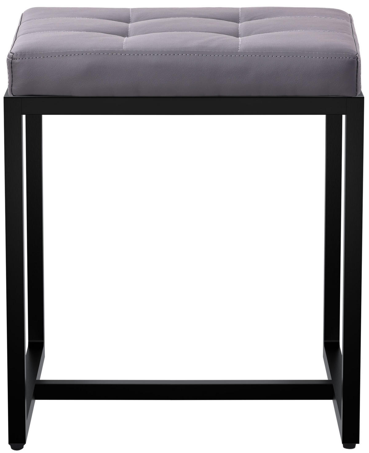 SITZWÜRFEL eckig 40/40/48 cm Lederlook grau - Schwarz/Grau, Textil/Metall (40/48/40cm) - CLP