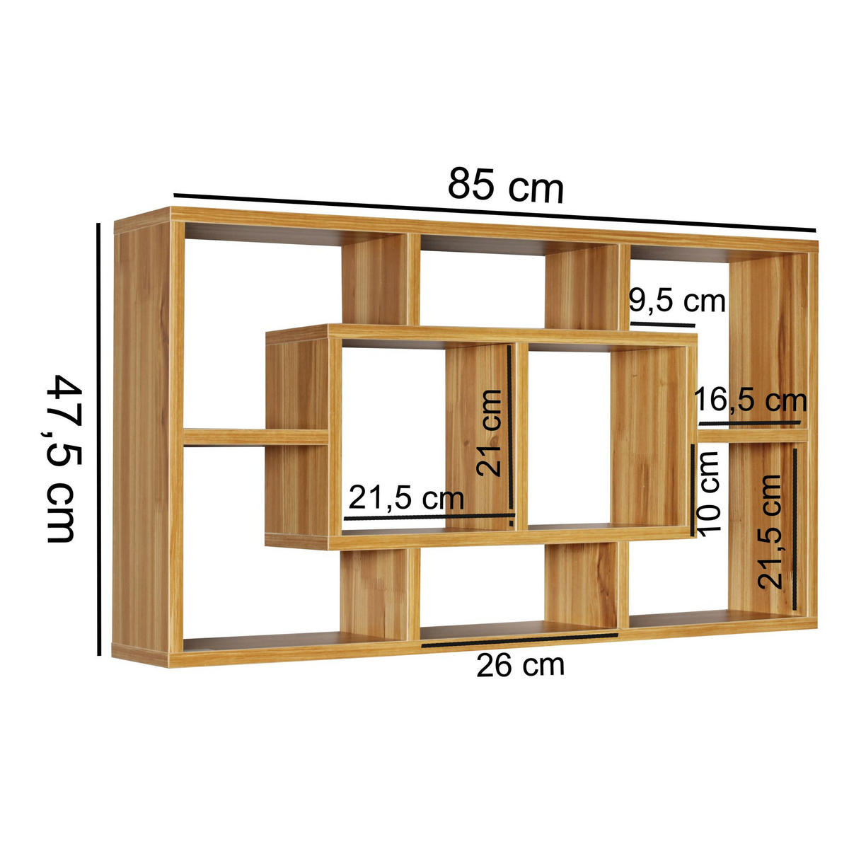 WANDREGAL RUR MDF Melaminbeschichtet Modern, Braun 85x16x48 cm - Braun, Holz (85/48/16cm) - KADIMA DESIGN