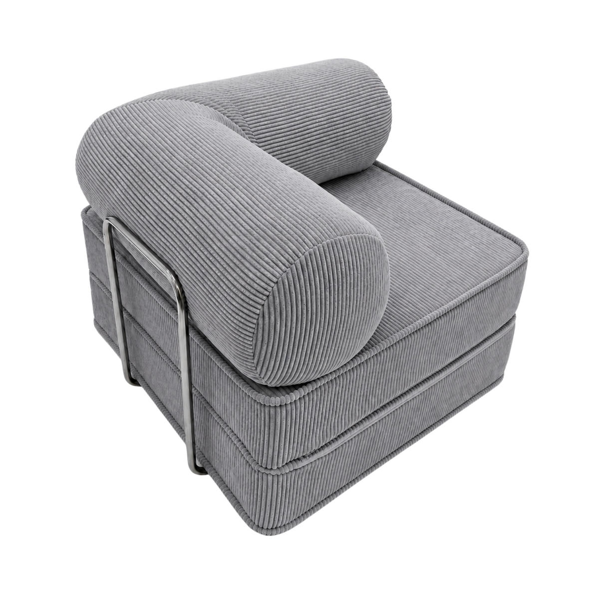 LOUNGE Sessel aus Cordstoff Hellgrau - Grau, Textil (100/70/100cm) - SURB