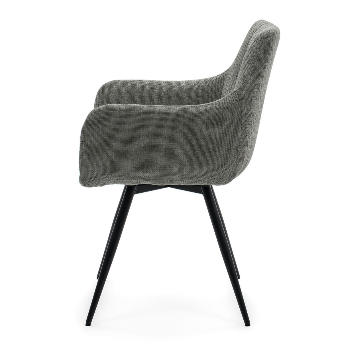 STUHL LUGANO drehbar gepolsterter mit Steppung - grau - Chenille - Schwarz/Grau, Textil/Metall (58/84/59cm) - NEW HOME