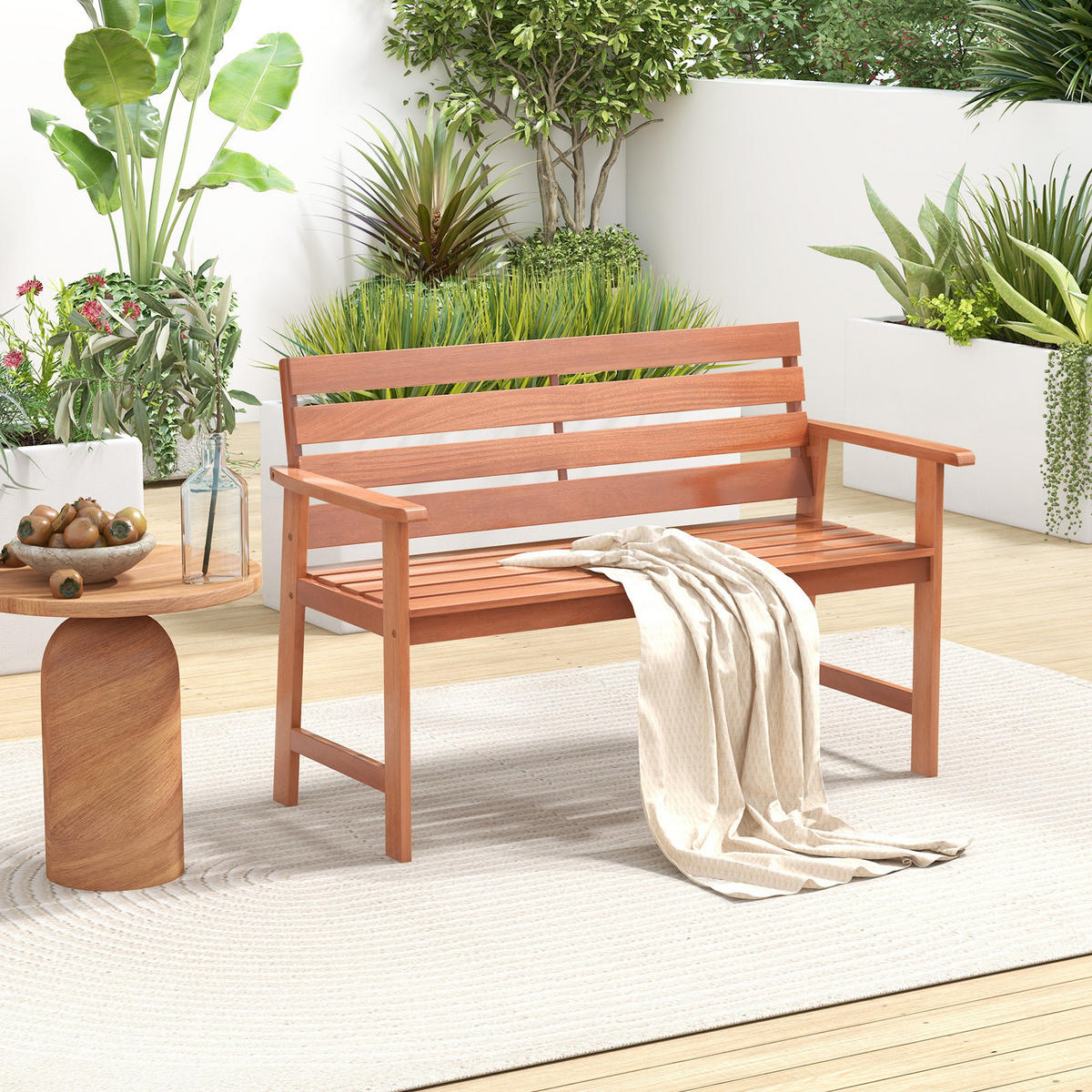 GARTENBANK Natur - Naturfarben, Holz (64/84/120.5cm) - COSTWAY