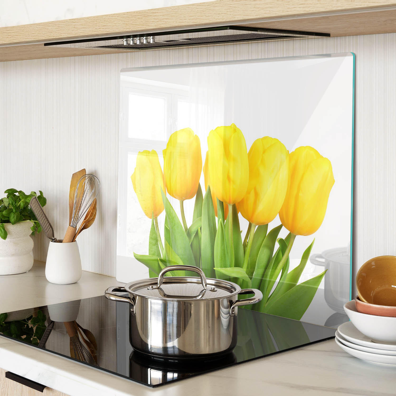 GLASPLATTE 60x52 cm Gelbe Tulpen - Gelb, Glas (60/0.4/52cm) - TULUP