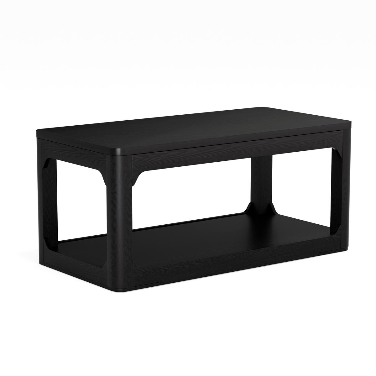 COUCHTISCH in Schwarz mit 2 Ablagefächern und 3 cm starker Tischplatte für Wohn- und Schlafzimmer, B100/T50/H44,5 cm - Schwarz, Holzwerkstoff (50/100/44.5cm) - STILVORA