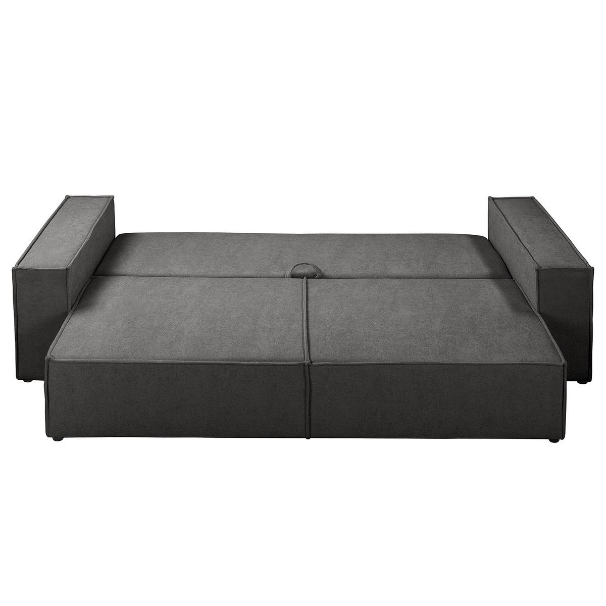 SCHLAFSOFA - Bouclé - Dunkelgrau/Schwarz, Kunststoff/Textil (255/70/105cm) - home24