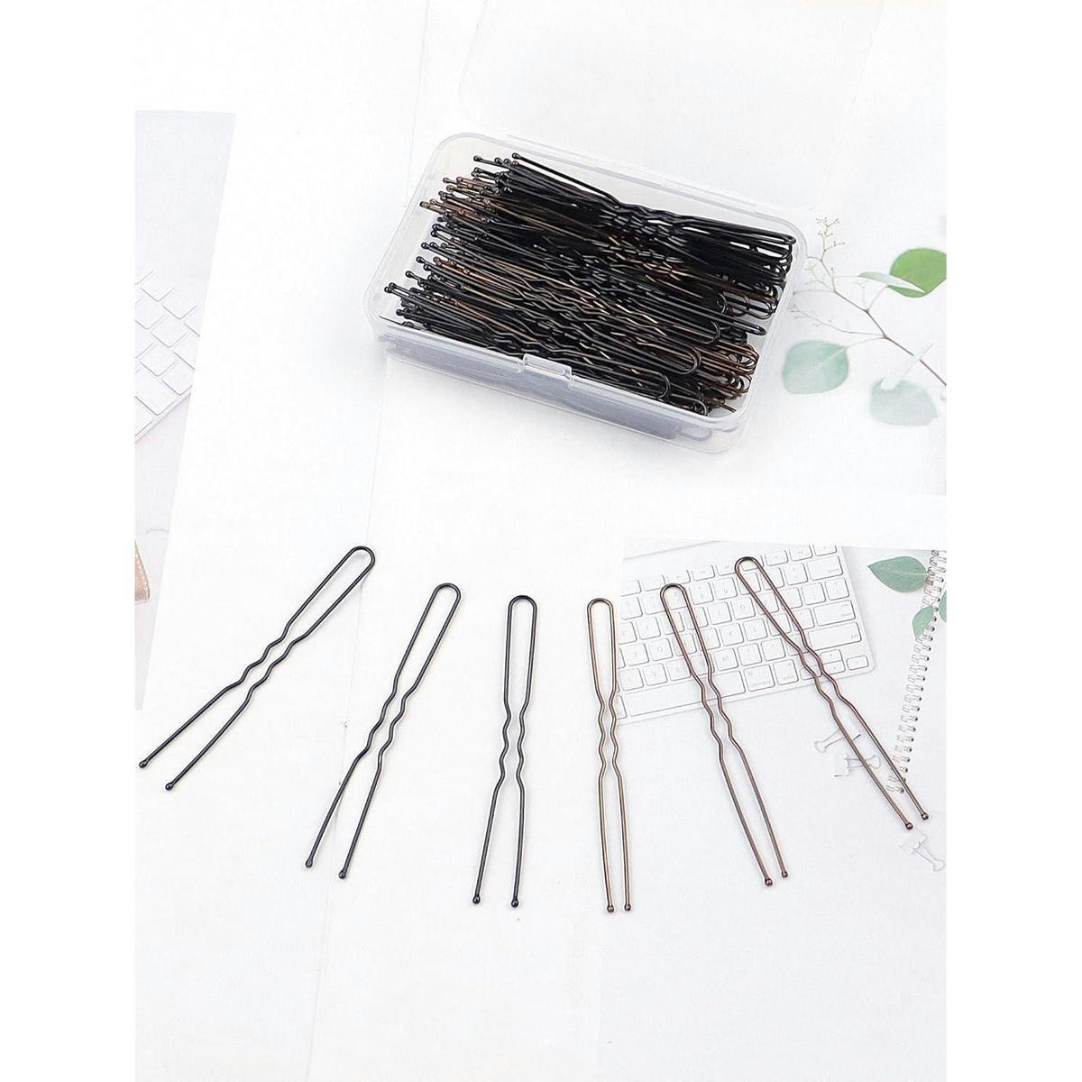 HAARNADELN 100 Stück Set 7 cm Schwarz Braun - Multicolor, Metall (4/1.5/7cm)