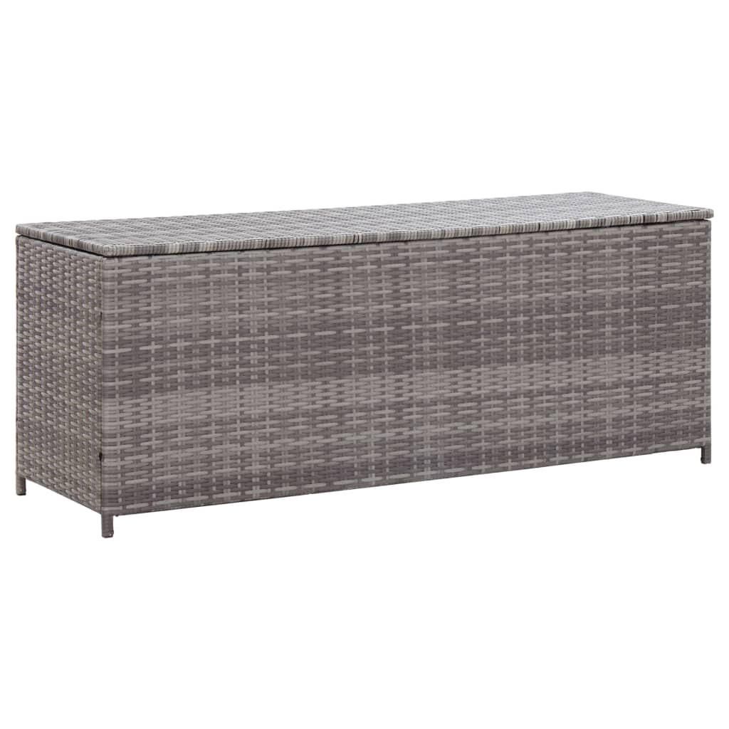 GARTEN-AUFLAGENBOX Grau 150x50x60 cm Poly Rattan - Grau, Holz (150/60/50cm) - furnicato
