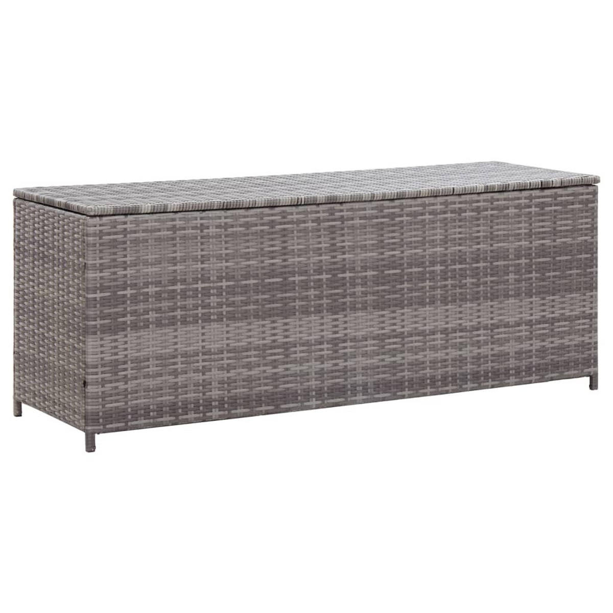 GARTEN-AUFLAGENBOX Grau 150x50x60 cm Poly Rattan - Grau, Holz (150/60/50cm) - furnicato