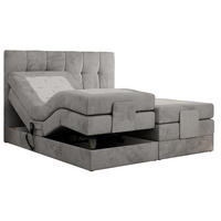 BOXBETT VITTORIA 160/200 - Hellgrau Velvet - H3 - Hellgrau, Holz/Textil (160/200cm) - MKS